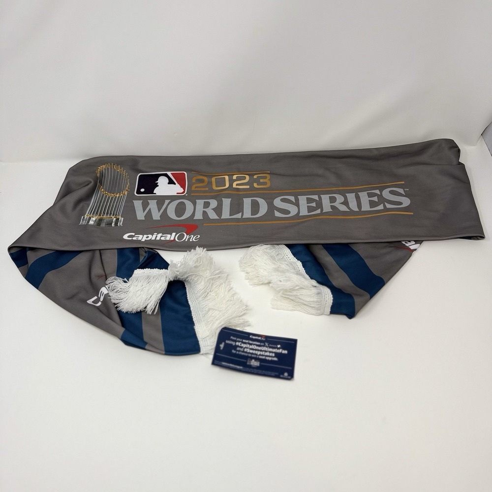 MLB AUTHENTICATED 2023 WORLD SERIES SCARF FROM DBACKS RANGERS GAME 3 CHASE FIELD
